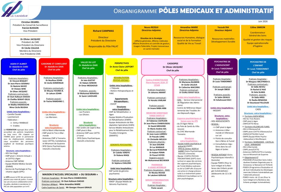 Organigramme des pôles médicaux juin 2026